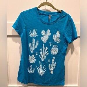 Mad Love Vintage Cactus Turquoise Tee sz M Desert Southwest